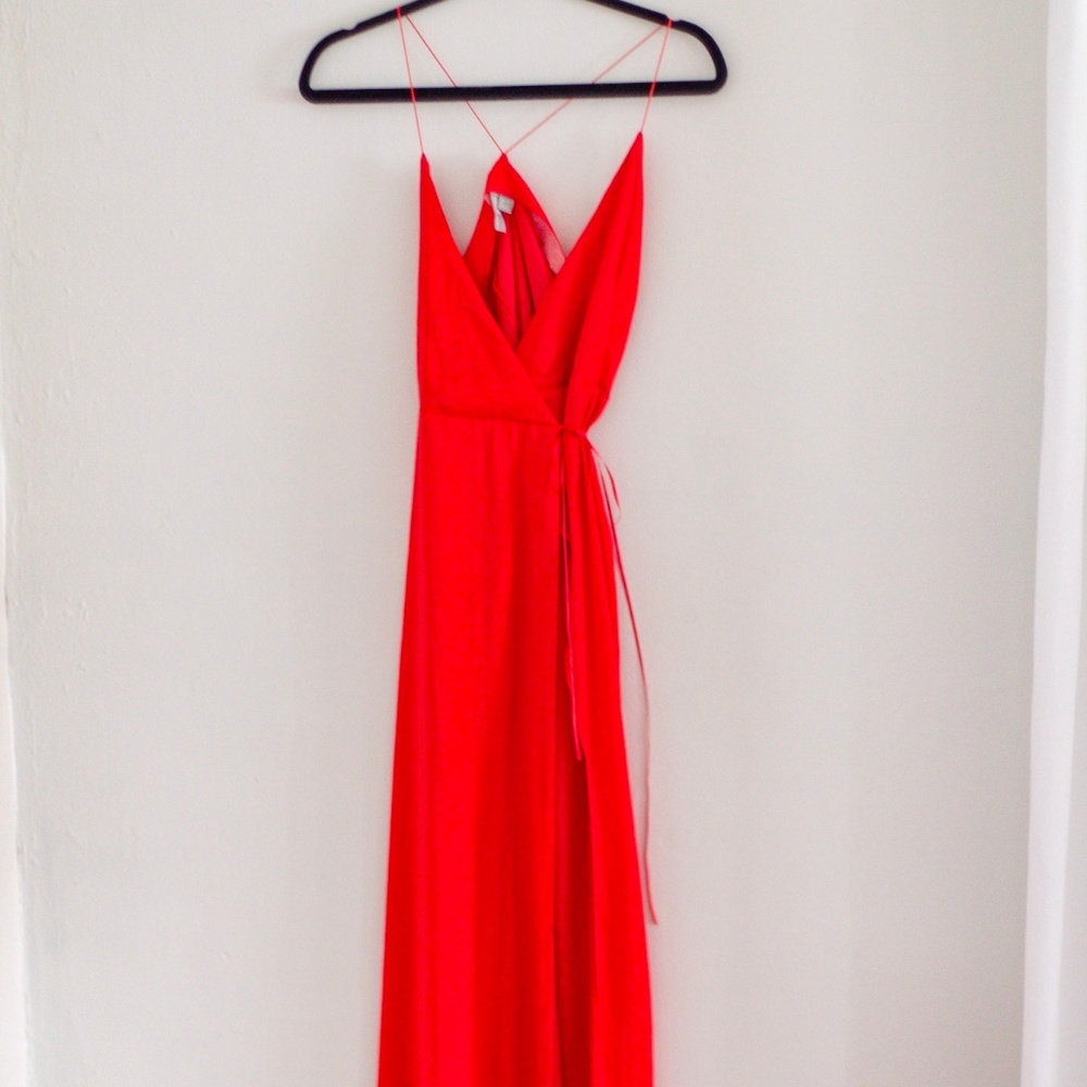 Asos Wrap Red Satin Dress Small